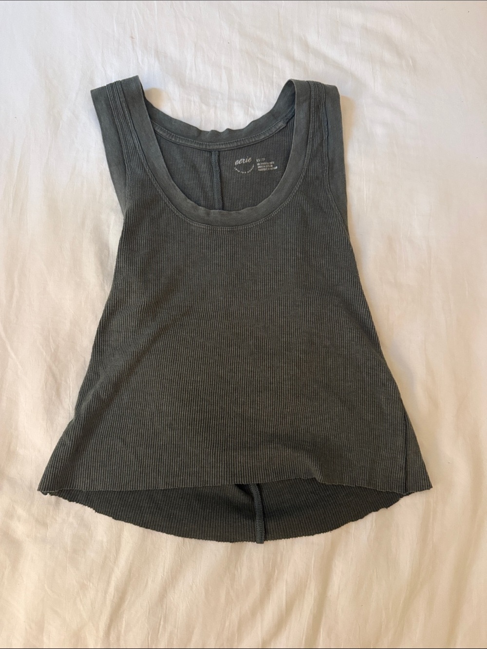 aerie Ribbed Scoop Tank Top - Olive green
